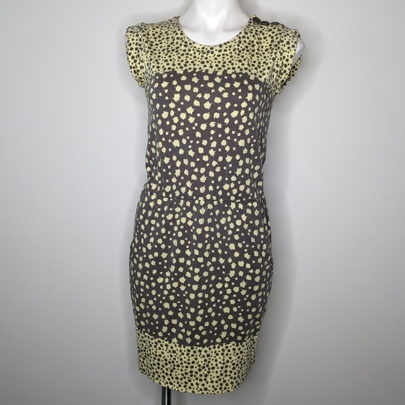 Boden yellow grey color block sleeveless knee length dress 4 - Picture 1 of 8
